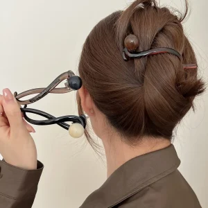 Fermagli per capelli twist a coda di cavallo in acrilico retrò Nuova moda Perla intrecciata scava fuori fermagli per squalo Accessori per capelli copricapo Barrettes 1