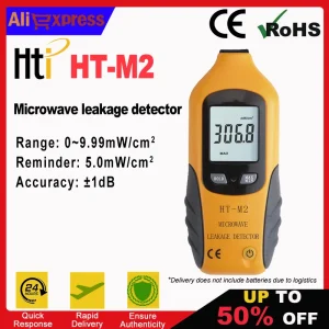 Rilevatore di perdite a microonde portatile HTI HT-M2, Display LCD digitale, retroilluminazione, alta precisione, Tester di radiazioni, 0-9.99mW/cm2 1