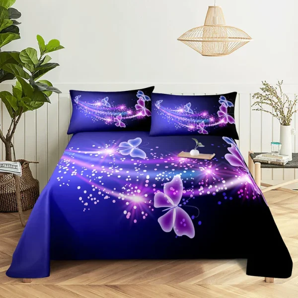 Set biancheria da letto viola Lenzuolo Biancheria da letto Federa Queen King Size Lanvender Butteryfly per camera da letto Morbido Doppio Singolo Doppio 1