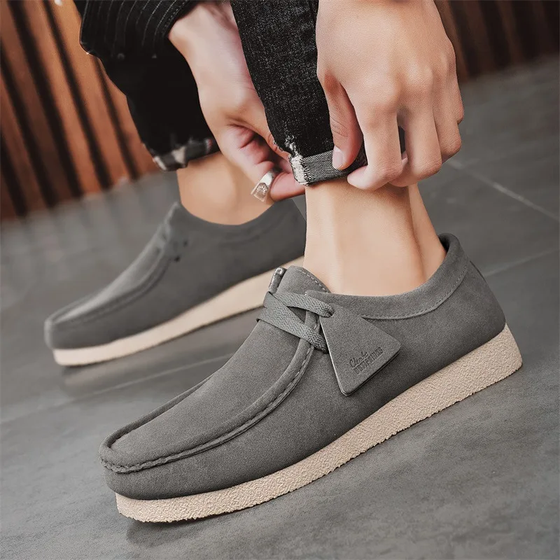 Moda kaki scarpe casual da uomo mocassini in pelle scamosciata piattaforma da uomo slip-on scarpe da guida da uomo scarpe leggere per il tempo libero da uomo 5