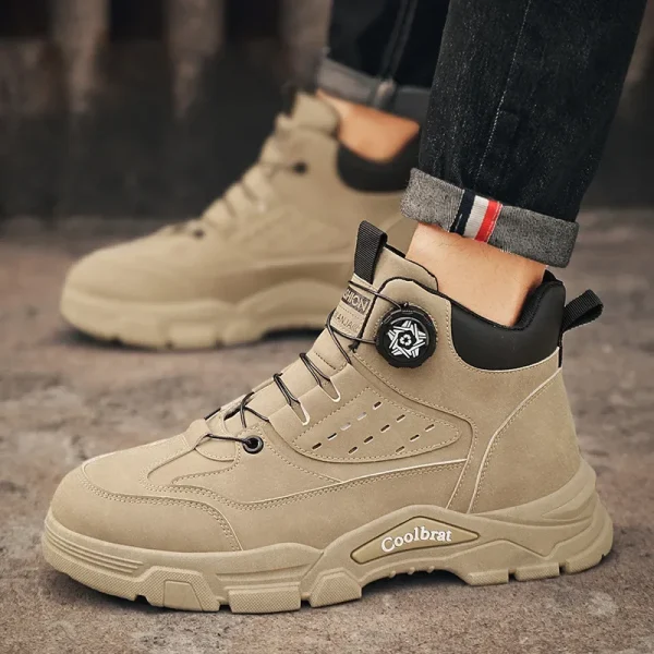 Stivali da uomo Autunno e Inverno Nuovi lacci rotanti Stivali casual alla moda Stivali da esterno per giovani Stivali da lavoro con suola morbida antiscivolo 3