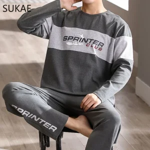 Pigiama sportivo da uomo Autunno Inverno Nuovo pigiama in cotone morbido per uomo Big Size 3XL 4XL Pigiama Set Signori Giovani Mens Pjs 1