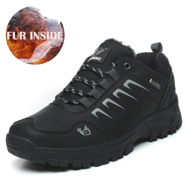 Uomo Donna Colore nero Sport all'aria aperta Scarpe casual Calzature invernali in pelliccia calda Scarpe da passeggio comode Sneaker classica da uomo di grandi dimensioni 2