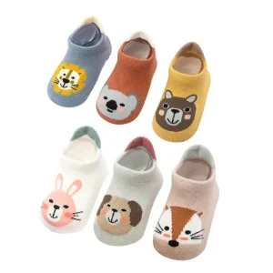 6 paia di calzini da pavimento autunnali per bambini calzini adesivi sottili per animali da cartone animato per bambini calzini antiscivolo per ragazze 1