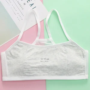 Maglia in misto cotone Tween Girls Tinta unita Canotta Comoda e traspirante Ragazze Abbigliamento quotidiano Intimo Reggiseni da allenamento per ragazze 1