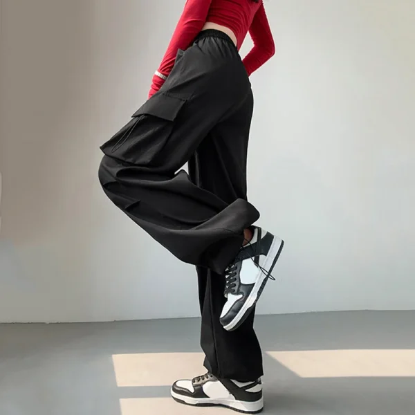 Pantaloni cargo larghi sottili estivi Donna 2025 Streetwear Pantaloni da paracadute a vita alta Donna Moda Pantaloni larghi a gamba larga Pantaloni da donna 5