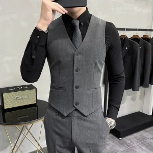 S-7XL Gilet da lavoro casual da uomo elastico tinta unita di marca di fascia alta Sposo Abito da sposa Cappotto in vita da festa 1