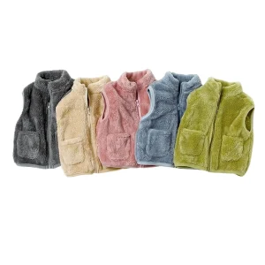 Gilet in pile autunno inverno per bambini Cappotto caldo e carino per bambini Abbigliamento per bambina 1