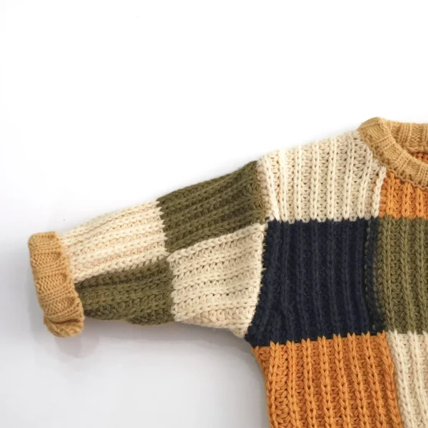 1-6 anni vestiti autunnali per bambini bambino bambini ragazze ragazzi maglione cotone maglia color block patchwork maglione casual inverno top pullover 4