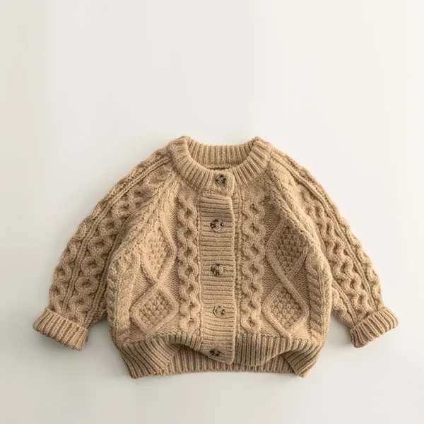 La nuova versione coreana da 0-6 anni di abbigliamento per bambini maglione cardigan lavorato a maglia ragazza calore a maniche lunghe e giacca calda spessa 5