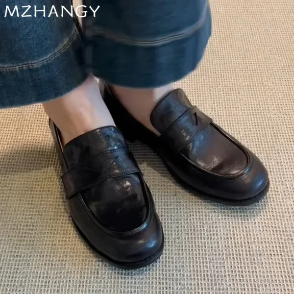 Donne Appartamenti Mocassini Scarpe di Cuoio Del Progettista Retro Scarpe 2024 di Tendenza Autunno Scarpe Classiche Delle Donne Nuovo Vestito Da Passeggio Femme Zapatillas 5
