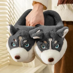 Pantofole da donna in cotone per interni Simpatico cartone animato per cani Scarpe calde invernali Coppie Scivoli da pavimento per la casa Calzature antiscivolo per donna maschile 1
