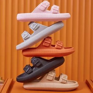 Pantofole nuvola con piattaforma spessa donna moda fibbia suola morbida cuscino diapositive sandali donna 2023 estate spiaggia infradito antiscivolo 1
