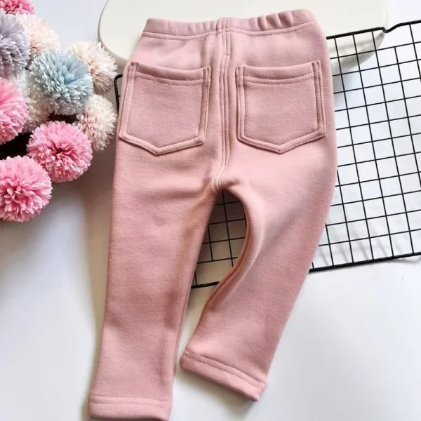 2025 Jeans invernali per bambini Ragazzi e ragazze Tinta unita Velluto sottile Cintura elastica Jeans Infantili Pantaloni in denim elastico1-6Y 5