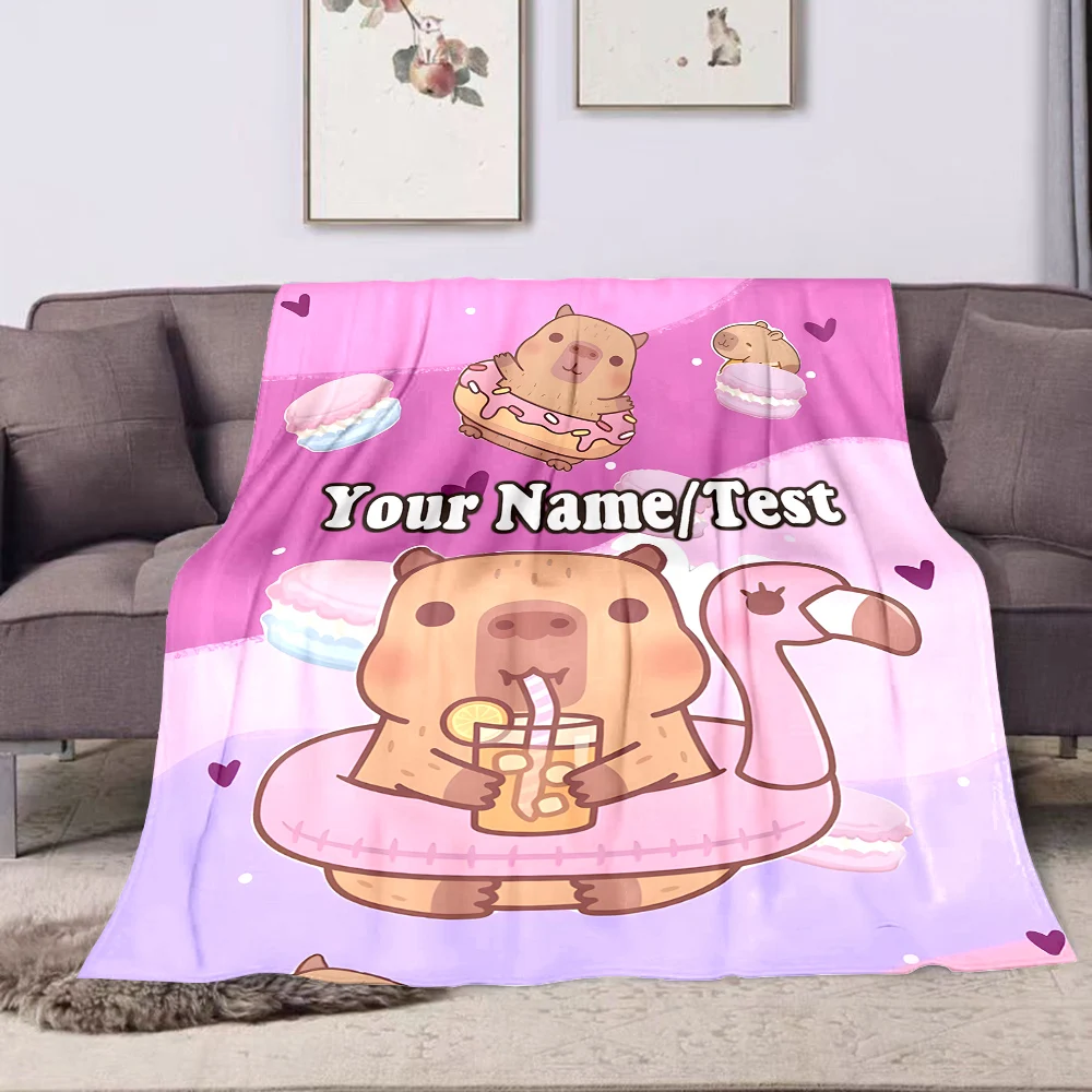 Personalizzazione Coperta con nome personalizzato Stampa capibara adatta per divano, letto, viaggi, campeggio, divano, sedia e letto Regalo di lusso 6