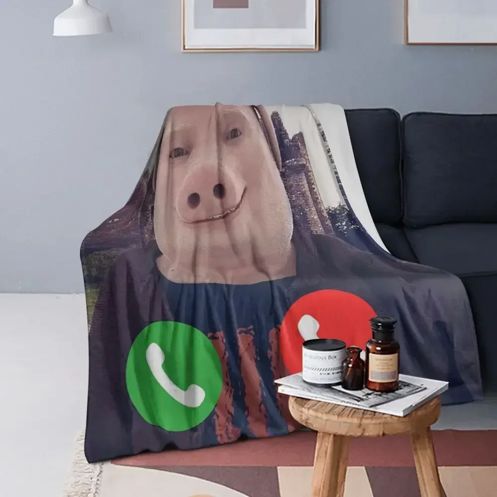 John Pork sta chiamando coperte morbida e calda coperta in flanella per letto, soggiorno, picnic, viaggio, divano di casa 2
