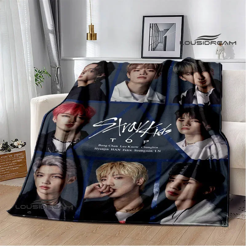 Coperta modello 3D KPOP S-Stray-K-Kids Coperta da picnic Coperte calde in flanella Fodere per letti per la casa Coperte per letti Regalo di compleanno 1