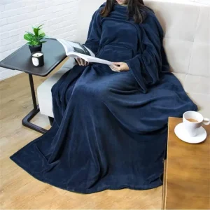 Coperta per adulti indossabile per la casa Coperta con maniche pigre multifunzionale con tasca grande Coperta in flanella antistatica Coperta per divano TV 1