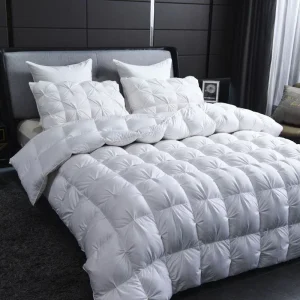 Piumino in piuma d'oca bianca Caldo inverno Spessore Coperta da letto in pane 3D Pizzico di lusso Imbottitura pieghettata per trapunte Piumino singolo doppio 1