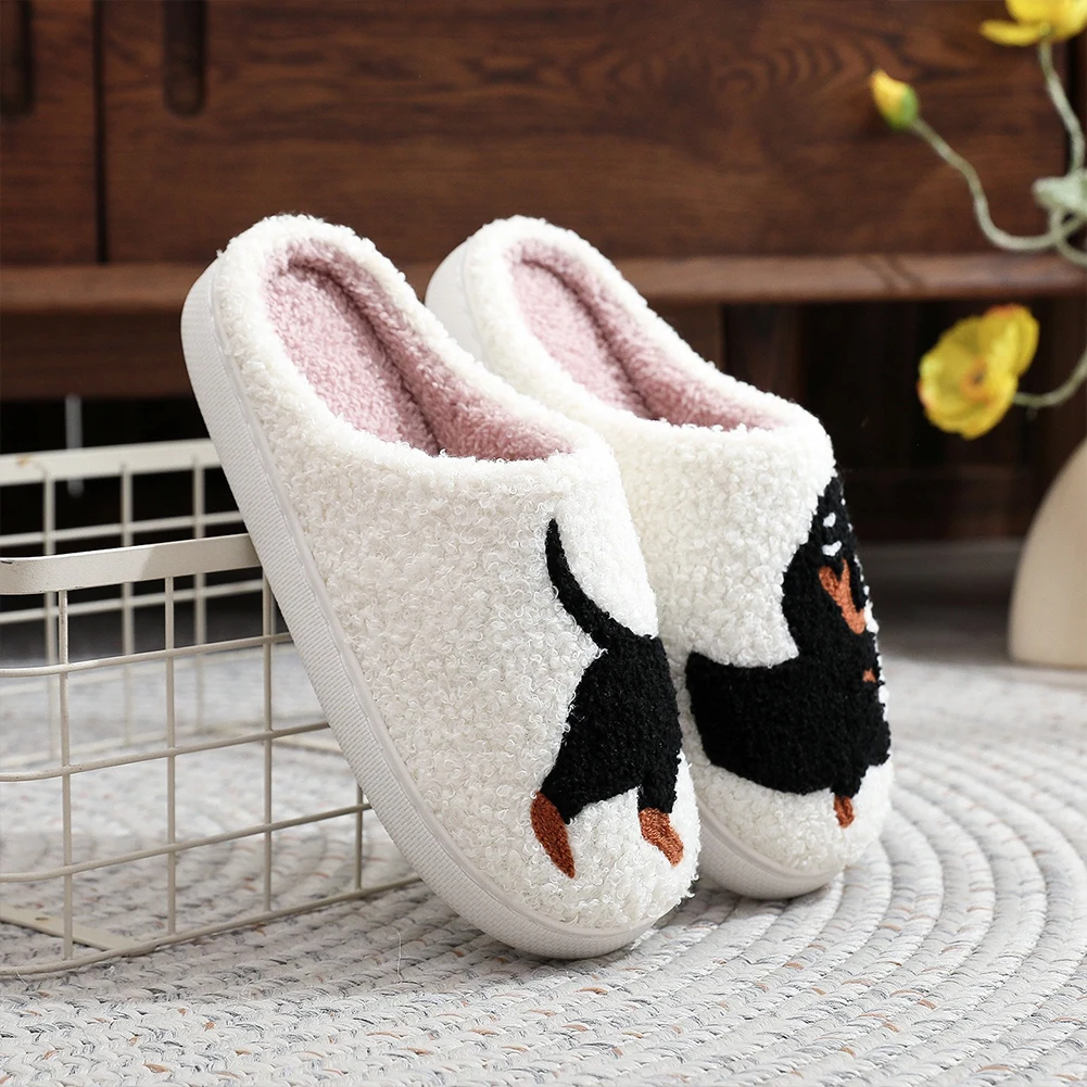 Pantofole in peluche bassotto pantofole a punta chiusa antiscivolo calde scarpe da casa Slip-on pantofole termiche piatte per camera da letto interna all'aperto 3