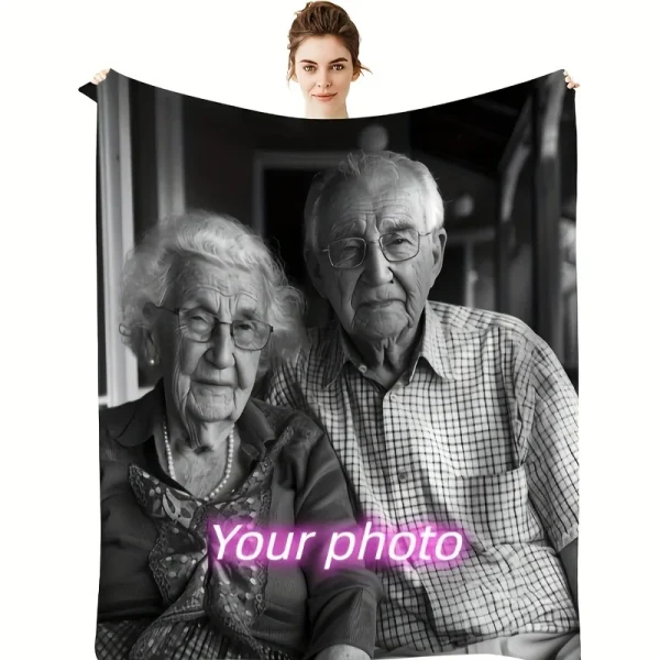 Coperta personalizzata 1 pezzo con testo fotografico, coperta personalizzata Coperta personalizzata, coperta regalo personalizzata per famiglia, San Valentino 2