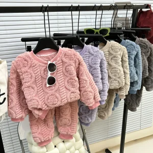 Autunno e inverno bambino più vestito di velluto pigiama ragazzi top a maniche lunghe + pantaloni vestito alla moda vestiti per la casa pigiama per bambini 1