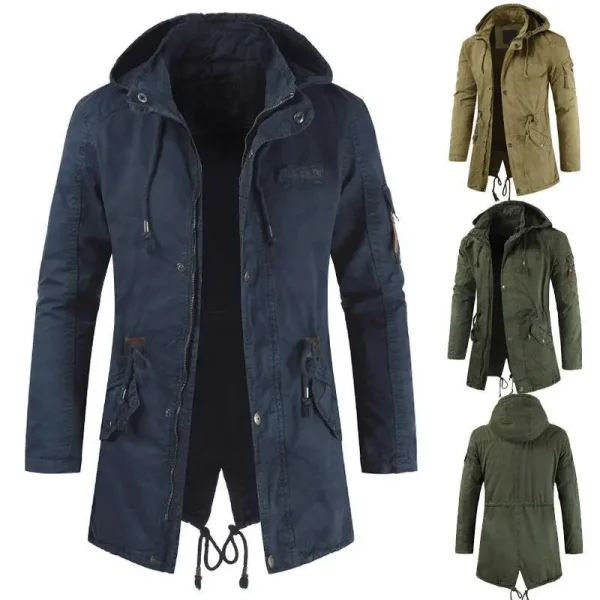 Parka con cappuccio caldo invernale da uomo Giacca a vento in pile da uomo Abbigliamento da lavoro Cappotto tattico militare da uomo Bomber cargo multitasche 5
