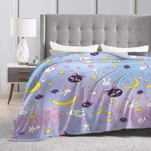 Coperta super morbida da viaggio per ufficio S-Sailor M-Moon Anime C Coperta da tiro Copriletto in flanella per camera da letto Novità Copridivano per divano letto 3