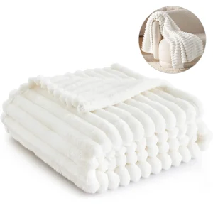 Coperta da tiro in pile bianco per divano - Coperte super morbide e accoglienti per donna, piccola coperta carina per ragazze, 59x79 pollici 1