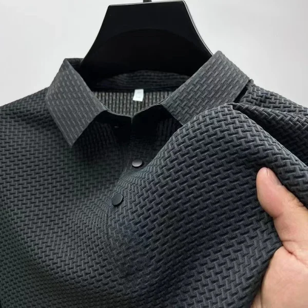 Camicia POLO da uomo nuova business casual a maniche corte con fiore in osso tinta unita moda traspirante comoda estate versatile Top 4