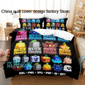 Cartoon 3D gioco B-blox frutta Copripiumino Federa Set di biancheria da letto Adulto Ragazzo Ragazza Camera da letto Decorazione Bambini Singolo Doppio Dimensioni 1