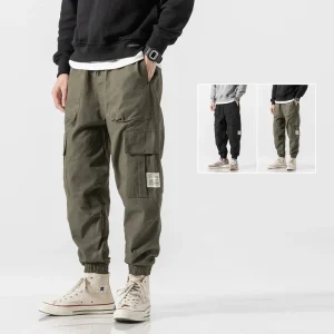 Pantaloni cargo da uomo stile vintage Primavera Autunno Ins Marchio alla moda Pantaloni versatili con piedi legati Pantaloni da uomo alla moda con bocca raccolta 1