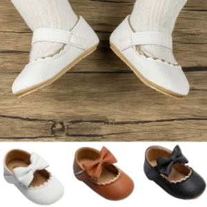 Scarpe Casual per bambini Infant Toddler Bowknot gomma antiscivolo suola morbida Flat PU First Walker Newborn Bow Decor 1