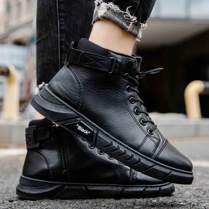 Scarpe in pelle da uomo di qualità 2024 Tendenze Stivali da moto Stivali alti Chelsea Stivali di sicurezza da lavoro con piattaforma comoda e impermeabile 3