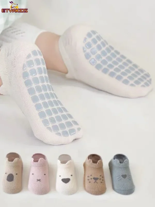 1 paio di calzini per pantofole per neonati, pannello per calzini per cartoni animati, per bambini, primavera estate, calzino da pavimento con suola sottile antiscivolo per bambini 1