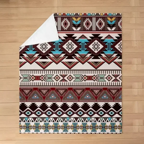 Coperta da tiro in pile di flanella con decorazioni occidentali, coperta da letto Boho da Cowboy Wild West per tutte le stagioni coperta sfocata tribale urbana per 3