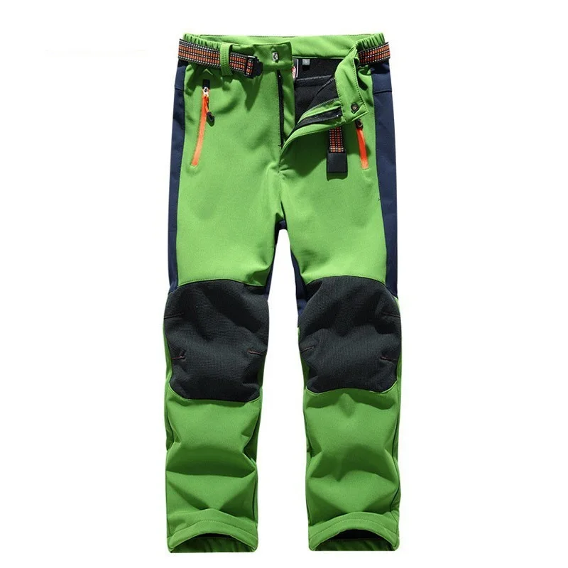 Pantaloni impermeabili per bambini all'aperto Pantaloni caldi Leggings da arrampicata sportivi antivento Patchwork Soft Shell Abiti abbigliamento per bambini 4