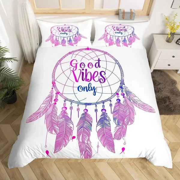 Set biancheria da letto Dream Catcher Copripiumino Boho Mandala Twin King, Copripiumino con piume tribali esotiche Copripiumino con cielo stellato Galaxy 3