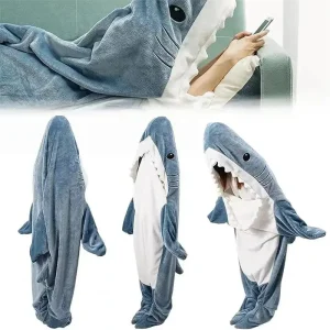 1 pz nuova coperta di squalo per adulti indossabile inverno caldo coperta con cappuccio tutina tutina divertente sacco a pelo per la festa di sonno 1