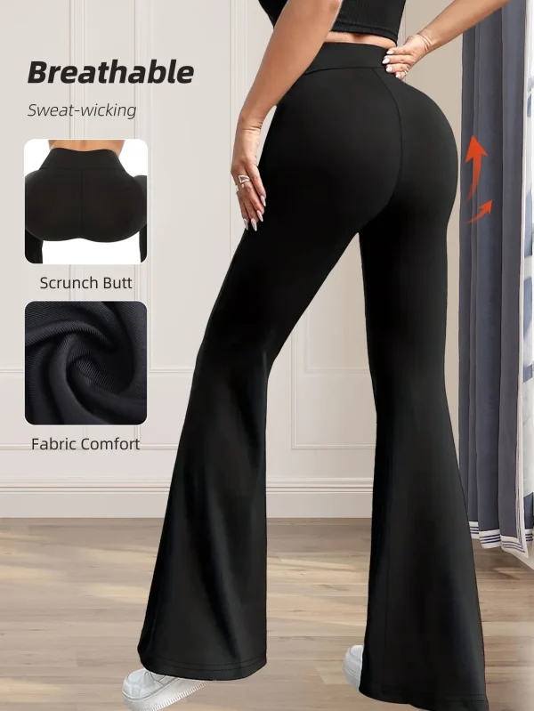 Pantaloni svasati attillati a vita alta primaverili ed estivi da donna, pantaloni neri lunghi a gamba sottile, pantaloni sottili a gamba larga per donne slim 2