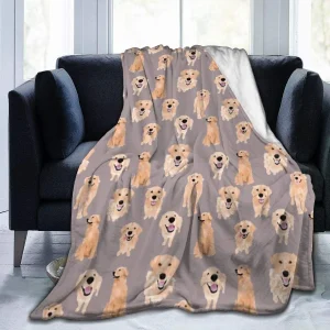 Coperta di peluche in pile di flanella Golden Retriever Companion Dog Pet Animal Pattern Throw per divano letto divano aria condizionata coperta 1