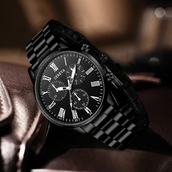 Set di orologi da uomo da 2 pezzi Set di orologi al quarzo alla moda di tendenza aziendale adatto per l'abbigliamento quotidiano abbinato al regalo perfetto 5