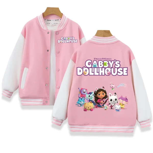 Gabby Dollhouse Uniforme da baseball Bambini Anime Cartoon Giacca di moda Ragazze Autunno Inverno Cappotti Hip Hop Giacche rosa popolari 1