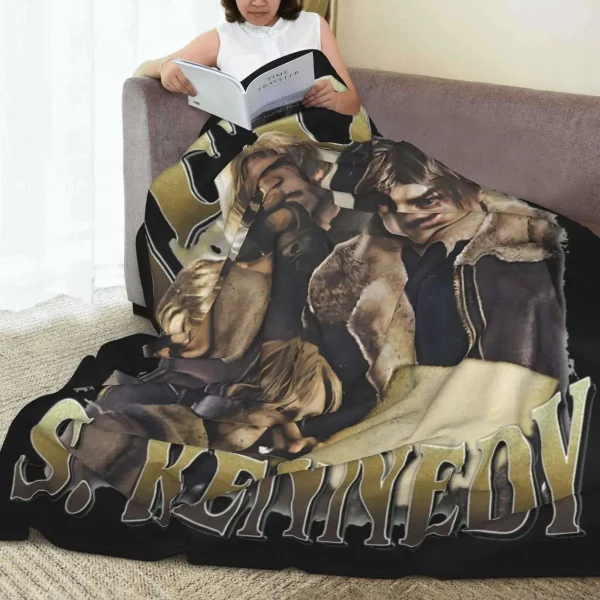 Leon S. Kennedy Residents Evils Coperte Coperta estiva portatile leggera e sottile in velluto per letto Trapunta sottile in peluche da viaggio 3