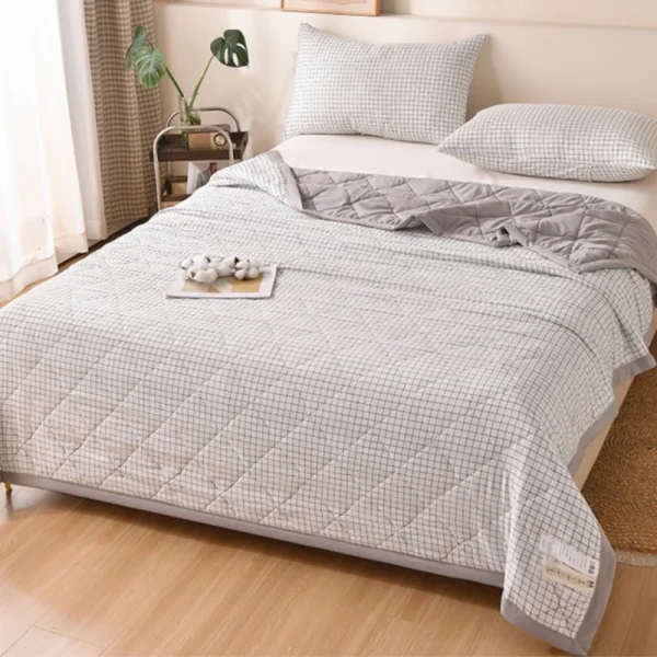 Trapunta estiva Trapunta estiva fresca Trapunta per condizionatore d'aria Trapunte scozzesi delicate sulla pelle Coperta doppia morbida e confortevole traspirante 6
