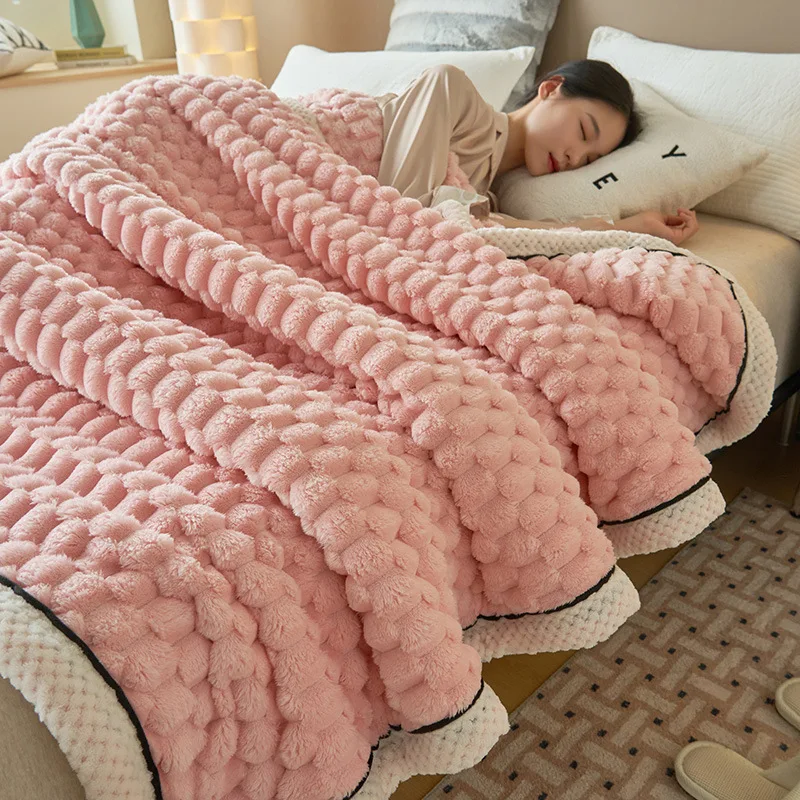 Coperta soffice autunnale in velluto tartaruga Coperta doppia per letto singolo Coperta autunnale calda morbida rosa Letto queen size Manta Para divano 1