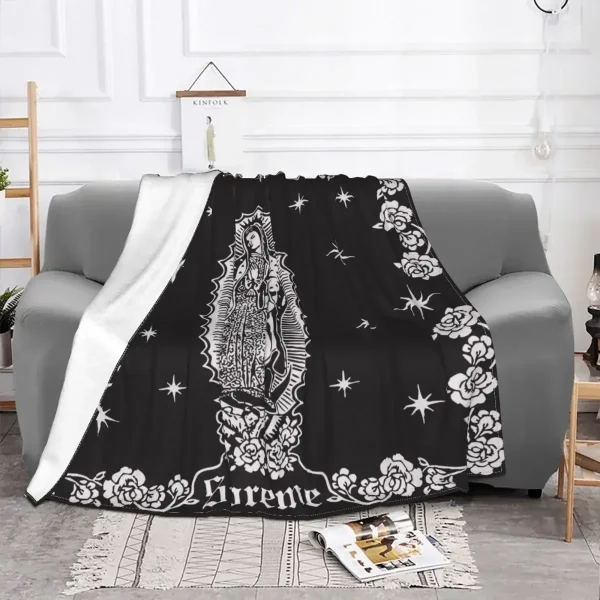 Coperte in flanella cristiana della Vergine Maria, letto leggero e sottile, Queen King e Twin Size, per casa e ufficio 3