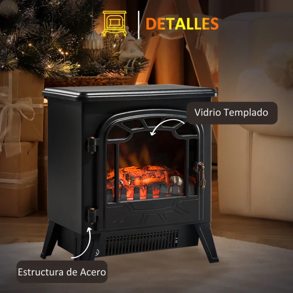 Camino elettrico portatile HOMCOM 900W/1800W effetto fiamma 36x25,5x41,5cm 6