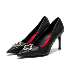 Tacchi alti Cena da matrimonio nera a punta tacco fine scarpe con diamanti lucidi vamp ragazze gonna scarpe da donna sexy nuova inserzione 1