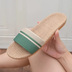 Pantofole da donna estive Pantofole da casa antiscivolo Scarpe leggere Pantofole da donna in lino per interni Scarpe morbide 1